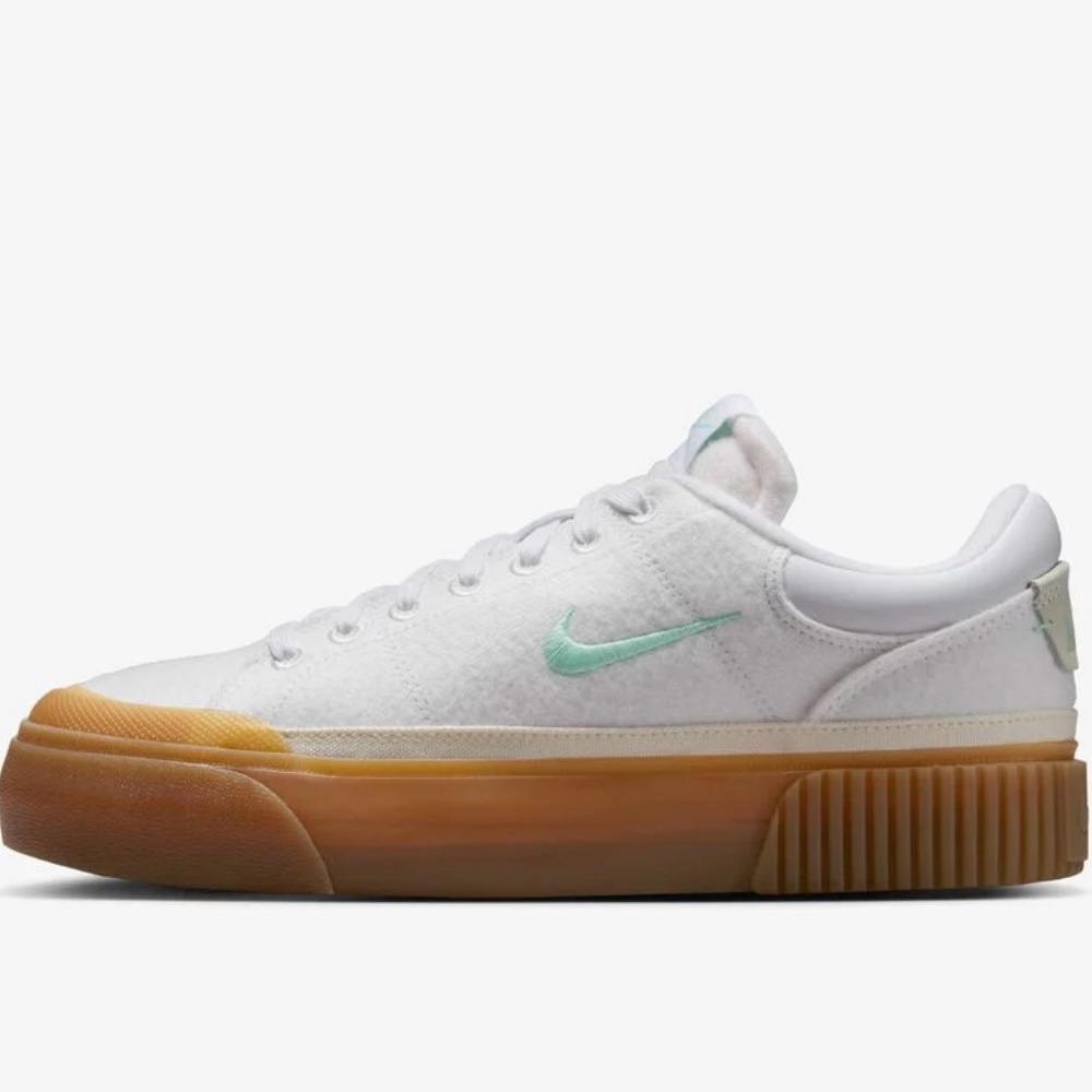 Nike Court Legacy Lift White Sneakers with Gum Soles and Mint Accents Size 8 - Picture 2 of 12